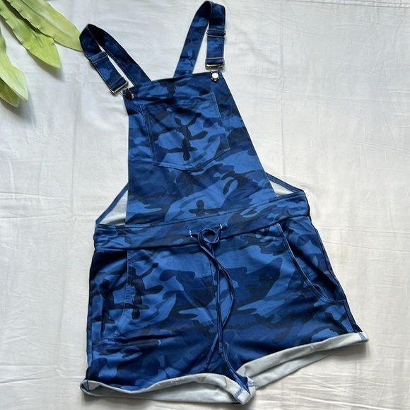 Summer Camouflage Overall Shorts Drawstring Jumpsuit - Picture 3 of 9